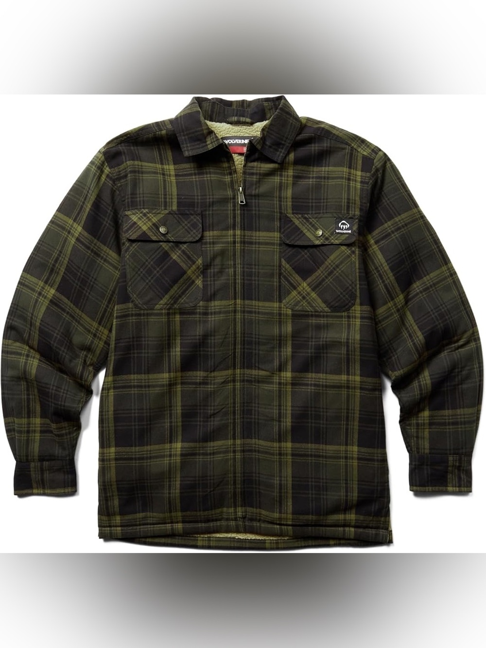 Wolverine Olive & Black Plaid Zip-Up Shirt Jacket